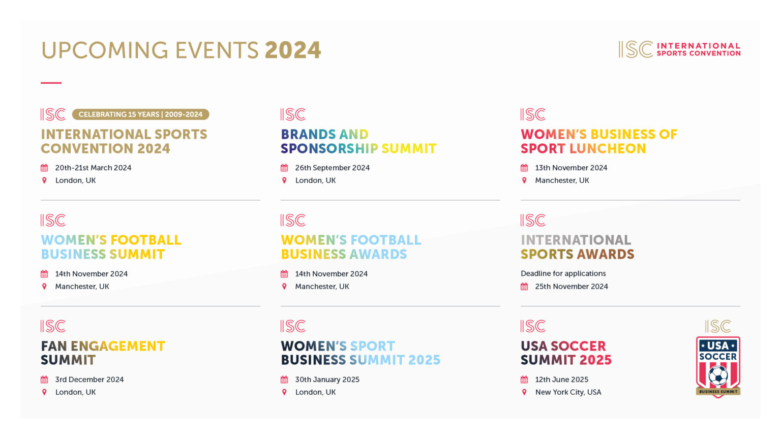 Events Calendar 2024 Overview International Sports Convention